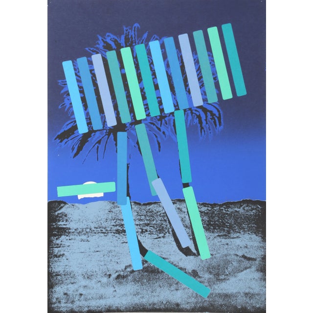 Contemporary "Blue Palm" Working Proof Print by Menashe Kadishman For Sale - Image 3 of 3
