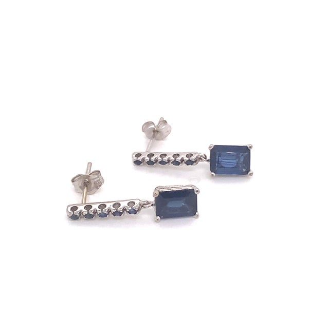 Natural Sapphire Dangle Earrings 14k Gold 2.01 Tcw Certified For Sale - Image 11 of 12