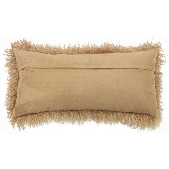 Modern Modern Mongolian Lamb Fur Single Side Pillow in Tan Color For Sale - Image 3 of 5