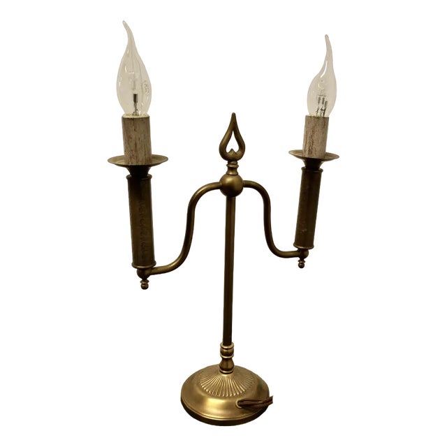 Arts and Crafts Brass Candelabra Lamp, 1970s For Sale