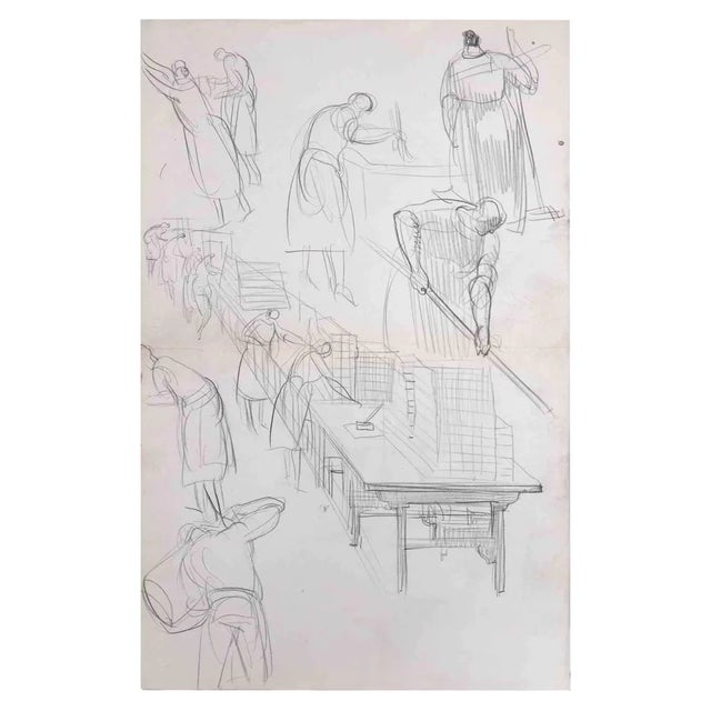 Sketches of Workers, Original Drawing, Paper For Sale