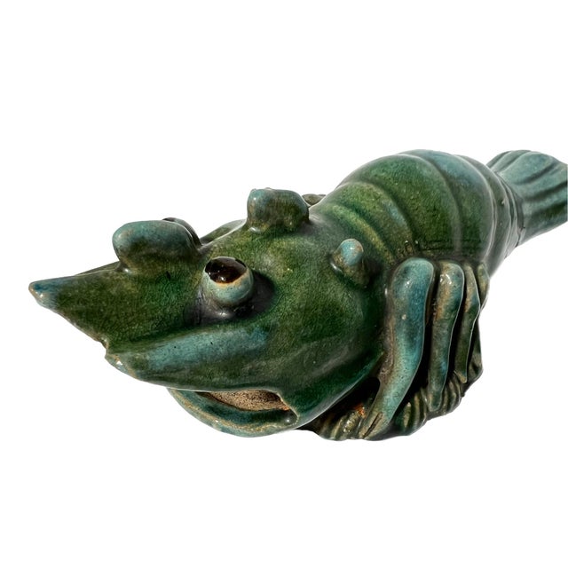 Vintage Shiwan Blue and Green Crayfish Wall Pocket For Sale - Image 12 of 12