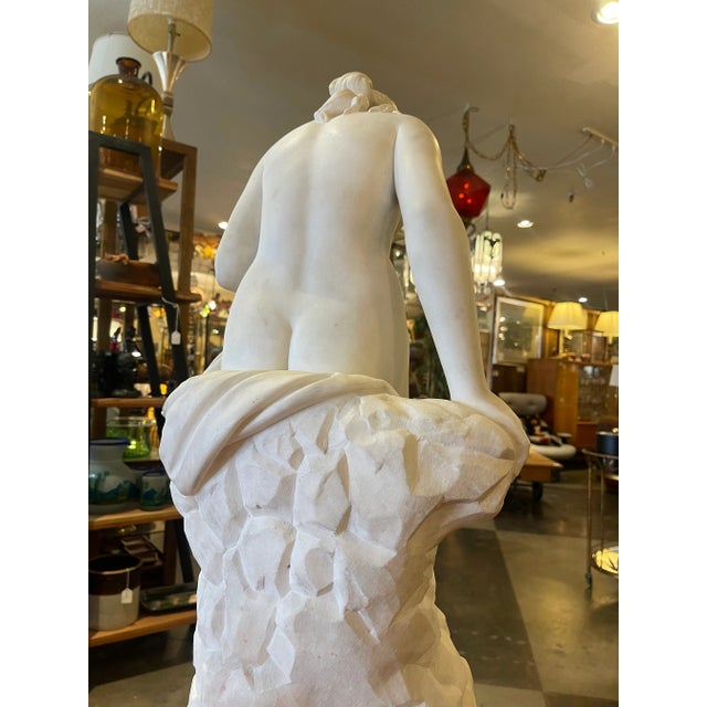 Italian Carrara Marble Nude Bathing Woman Signed Pietro Bazzanti and Son For Sale - Image 4 of 12