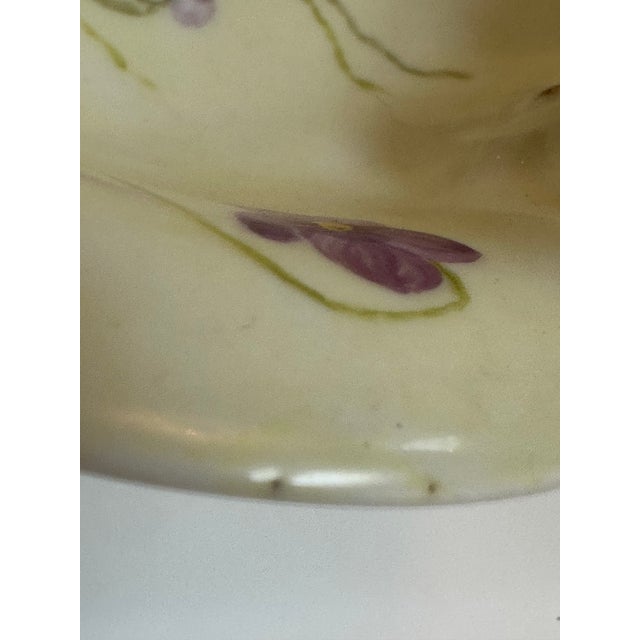 Antique 1900s Limoges France Handprinted Floral Scalloped Edges Gold Trim Serving Dish 7" For Sale - Image 15 of 16