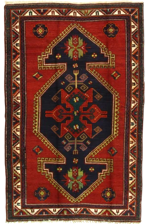 Late 19th Century Antique Russian Kazak Lambswool Rug - 5′ × 8′