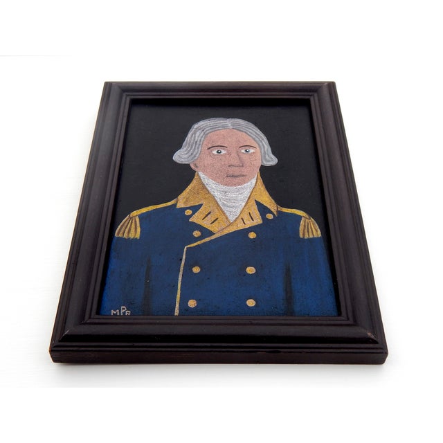 Matt Rix, Naive Style Admiral Portrait, Oil on Board For Sale - Image 4 of 8