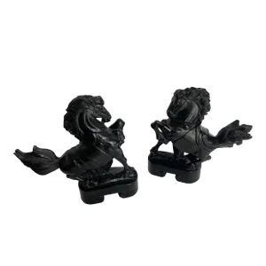 Mid-Century Modern Raging Horses Blank Onyx Bookends - a Pair