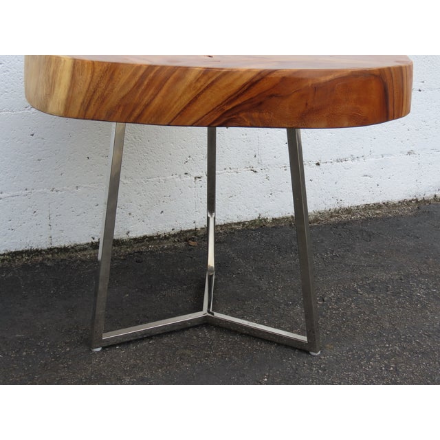 Rustic Natural Live Edge Wood Tree Slice Side Small End Coffee Table 6890 For Sale - Image 12 of 17
