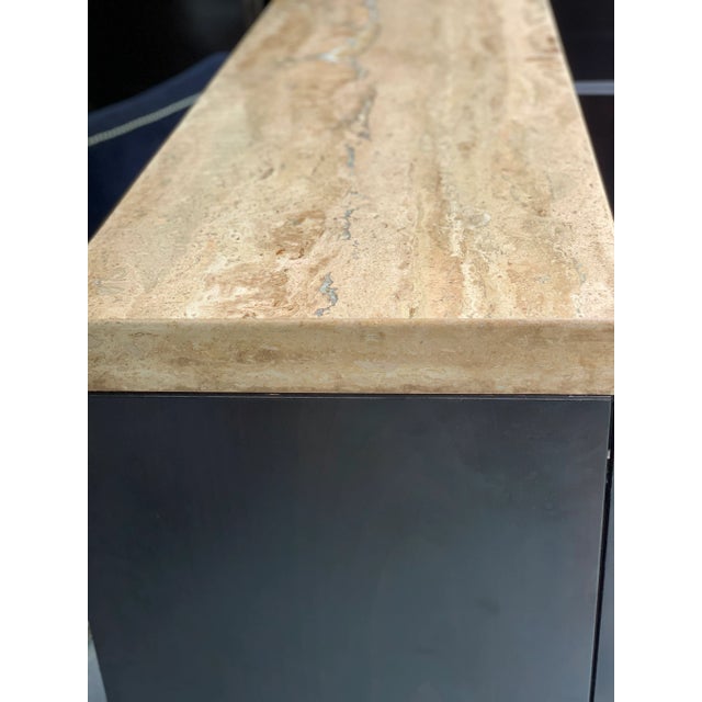 Mid-Century Modern Scandanavian Design Travertine Top Buffet / Credenza For Sale - Image 3 of 9