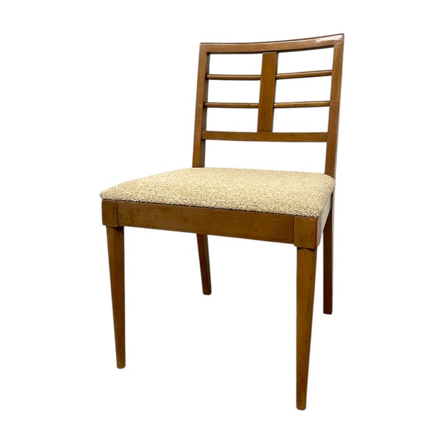 Vintage Mid-Century Modern Dining Chair With Textured Upholstered Seat For Sale - Image 4 of 11