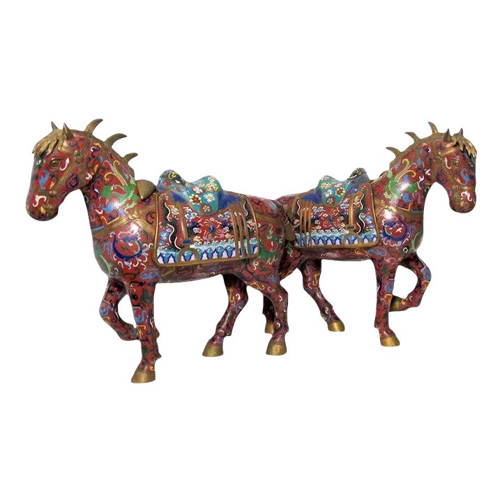 Cloisonne Tang Standing Horses A Pair Chairish