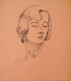 Helen Sewell Rennie Portrait of a Woman in Ink, Mid 20th Century Circa 1940s