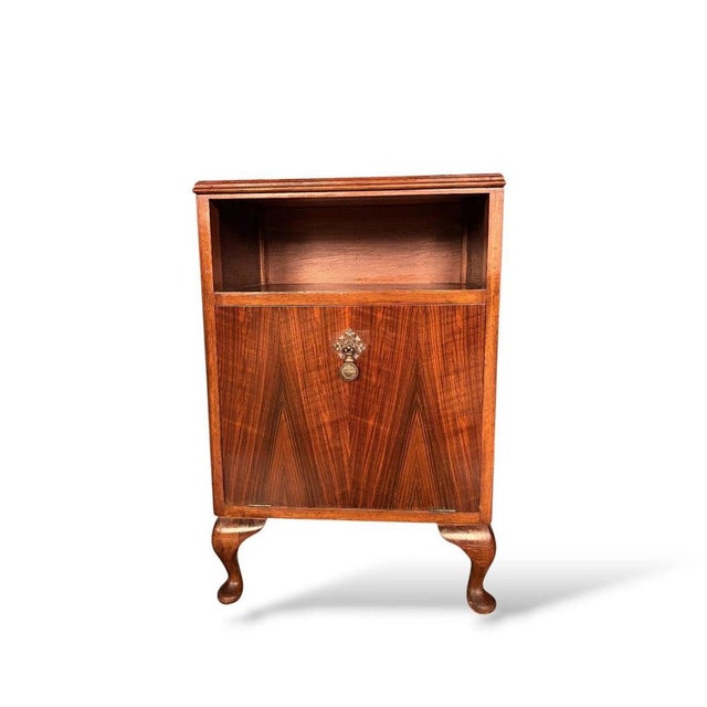 Art Deco Walnut Cabinet with Brass Handle, 1940s For Sale - Image 3 of 9