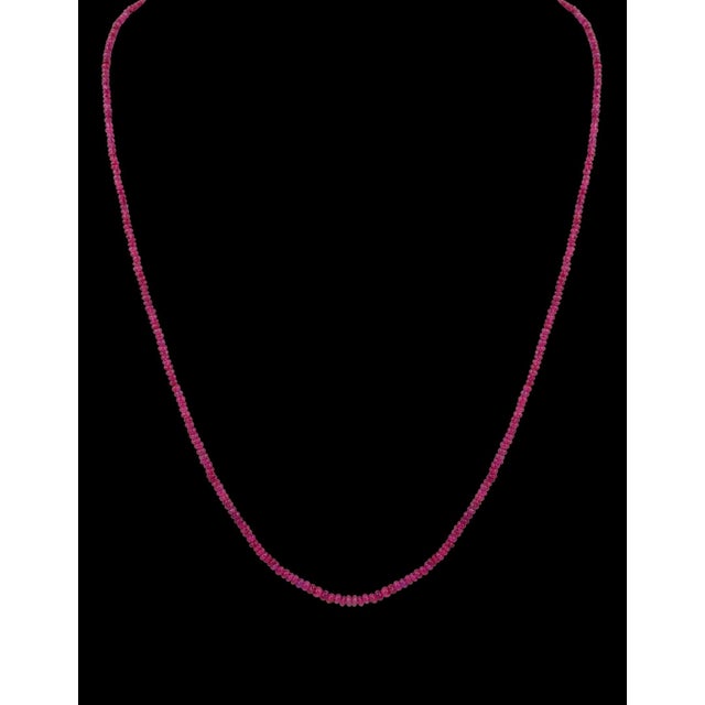 Natural 100 Carat Natural Ruby Bead Single Strand Necklace with Silver Clasp For Sale - Image 18 of 18