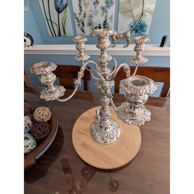 Metal Barker Ellis 1930-40's 5 Arm Candelabra Pair. For Sale - Image 7 of 17