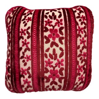 Vintage Velvet Floral Accent Pillow Decorative Cushion For Sale