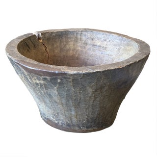Antique Primitive Hand Carved Wood Bowl For Sale