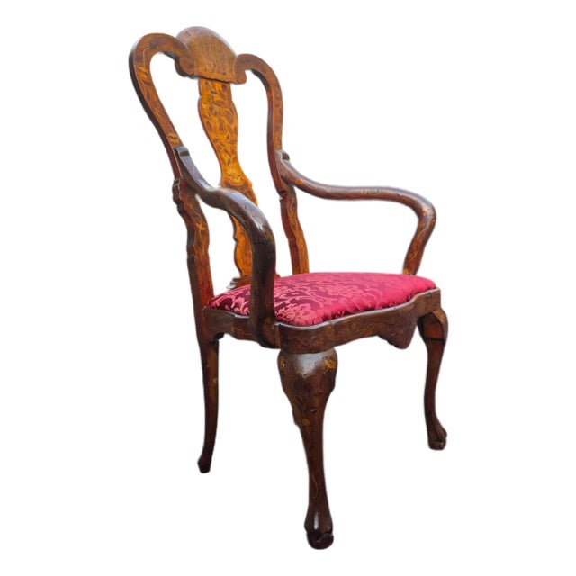 Antique Early 19th-Century Dutch Marquetry Armchair For Sale