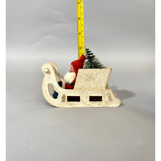 1940s Vintage German Putz Santa in Snowy Sleigh With Bottle Brush Tree For Sale - Image 15 of 15