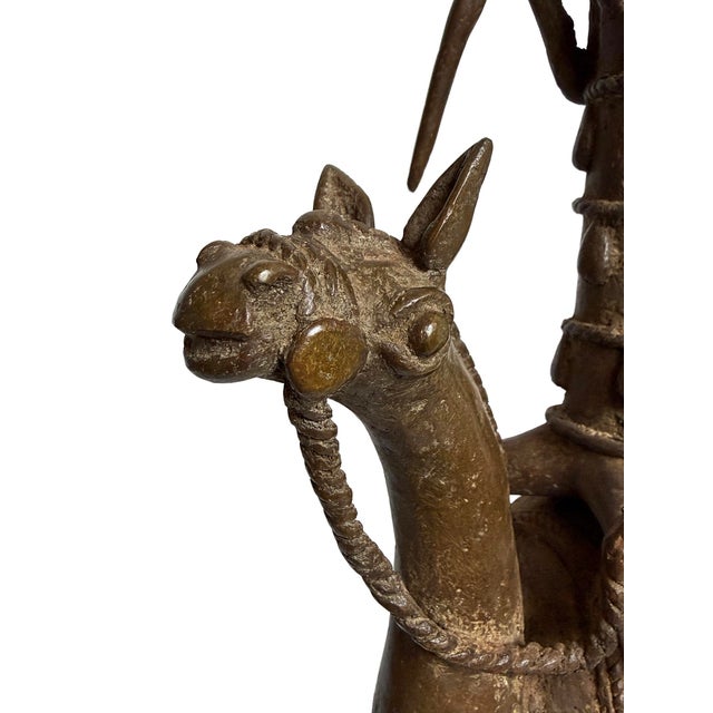 Old African Vintage Bronze Dogon Camel Rider Sculpture Mali For Sale - Image 9 of 11