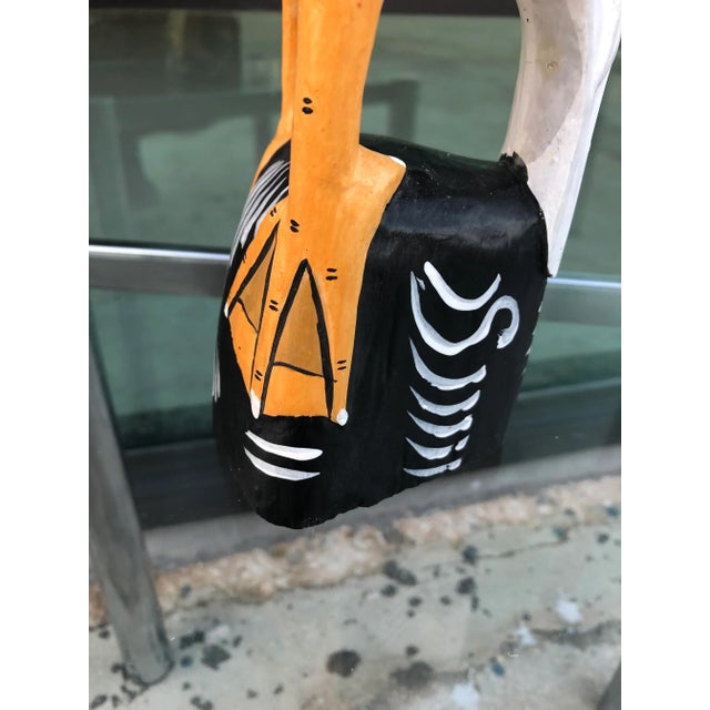 Vintage Thai Hand Carved and Painted Wooden Bird Figurine For Sale - Image 10 of 13