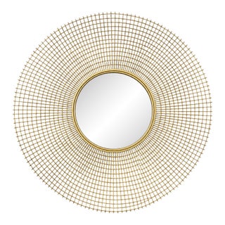 Large Mid-Century Modern Welded Steel Geometric Sunburst Mirror, 39.5" Diameter For Sale