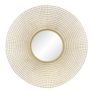Large Mid-Century Modern Welded Steel Geometric Sunburst Mirror, 39.5" Diameter