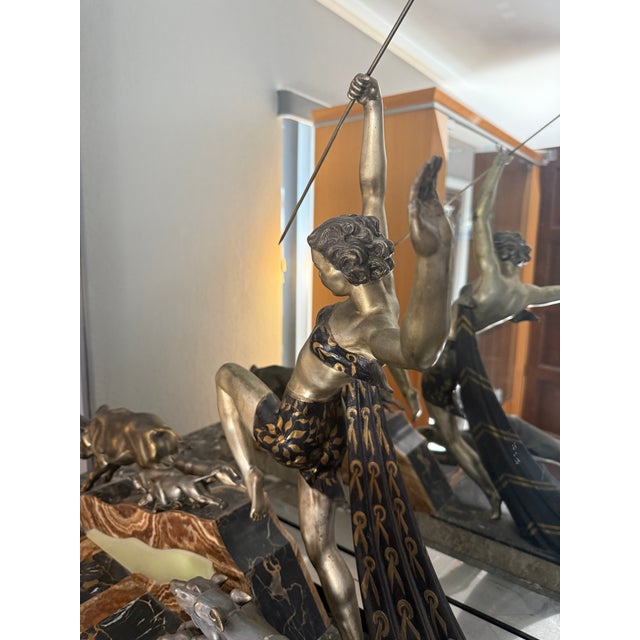 Wood Museum-Quality French Art Deco Sideboard With Spectacular Limousin Bronze Sculpture For Sale - Image 7 of 11