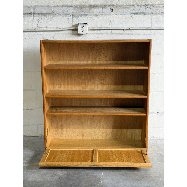 In Style of Henning Kjærnulf Oak Bookcase Cabinet Hutch Drop Front Desk Denmark 1960s For Sale - Image 10 of 10