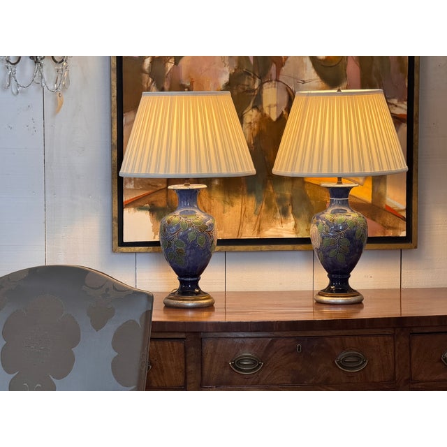 Ceramic 1950s Pair of Royal Doulton “Rose” Lamps For Sale - Image 7 of 15