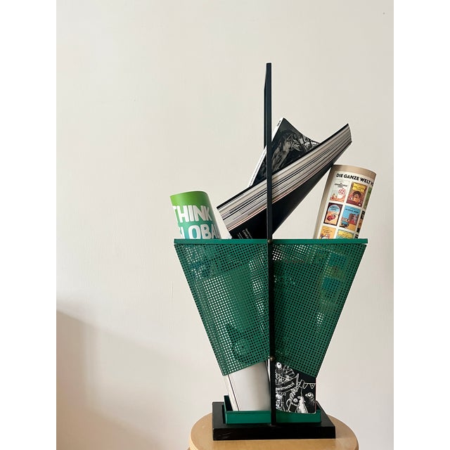 Vintage Green and Black Metal Umbrella Stand, 1950s For Sale - Image 11 of 12