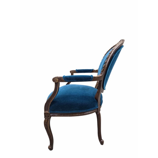 Early 20th Century Antique French Louis XV and Louis XVI Style Armchairs Newly Upholstered – Set of 2 For Sale - Image 5 of 12