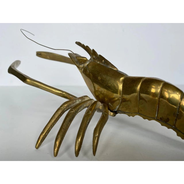 Vintage Mid-Century Modern Solid Brass Lobster Sculpture For Sale - Image 4 of 13