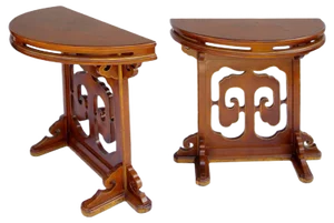 Antique Half-Moon Console Tables, Set of 2