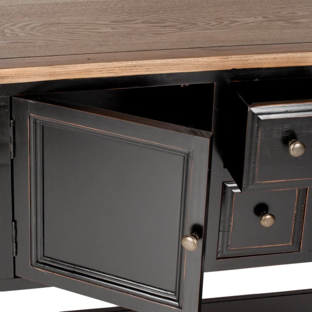 Modern Storage Sideboard in Black & Oak For Sale - Image 3 of 5