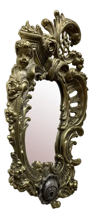 Small Italian Vanity Wall Mirror in Brass and Silver, 1970s