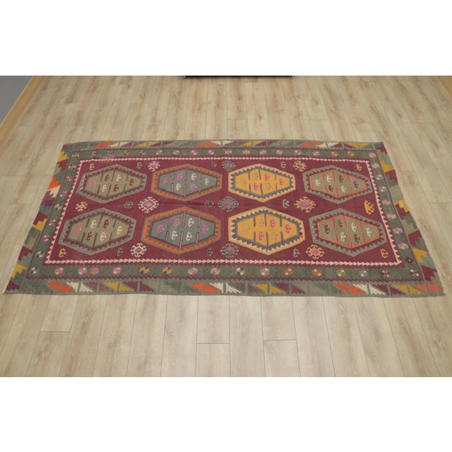 1970s Tribal Red Gray Kilim For Sale - Image 4 of 13