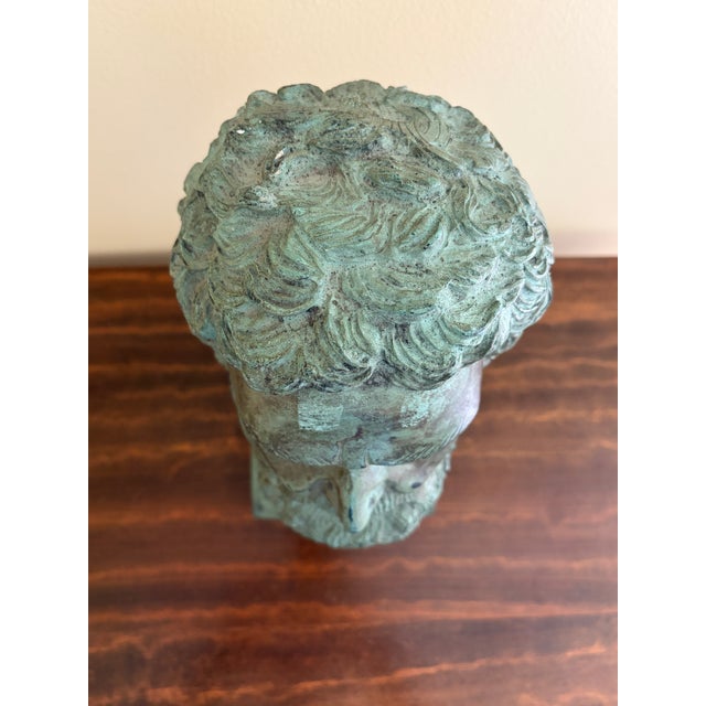 20th Century Grand Tour Neoclassical Bronze Verdigris Bust of Plato on Stand For Sale - Image 10 of 10