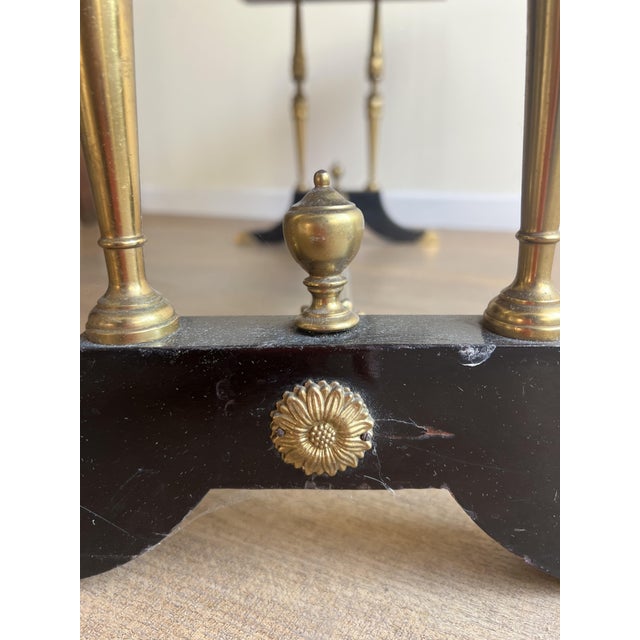 Mid-Century Modern Vintage Neoclassical Empire Revival Coffee Table in Walnut and Brass, 1970s For Sale - Image 3 of 8