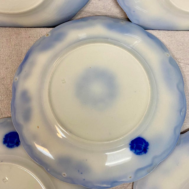Antique Flow Blue Luncheon Plates, Lorne Clovers by Grindley - Set of 5 For Sale - Image 10 of 11