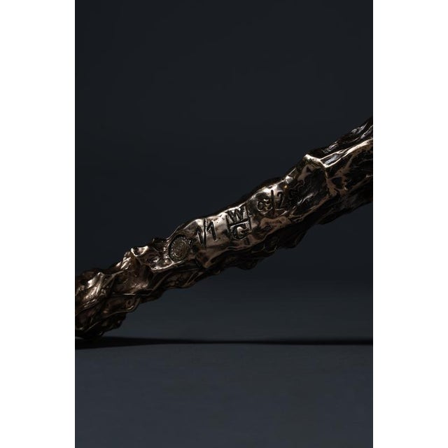 Sweet thing tall lamp in patinated cast bronze by william guillon hand sculpted, dated and signed dimensions: ø 40 x h...