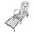 1940s Salterini Mt. Vernon Wrought Iron Wheel Chair Chaise Lounge With Matching Ottoman, 2 Pieces For Sale