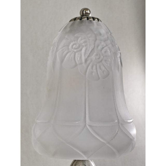 Silver French Art Deco Lamp by Lorrain Daum - 1930 France For Sale - Image 8 of 14