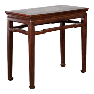 Chinese Qing Dynasty 19th Century Elm Wine Table with Humpback Stretchers