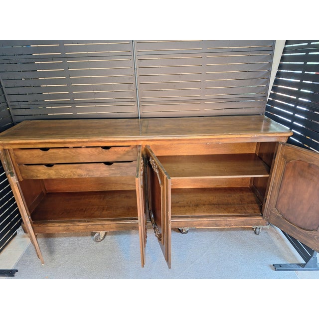 1960s 1960s Baker Furniture French Country or French Provincial Louis XV Style Carved Walnut Sideboard For Sale - Image 5 of 10