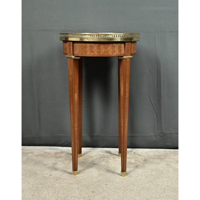 Brown Antique Louis XVI Style Marquetry Side Table, 1890s For Sale - Image 8 of 13