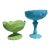 Mid 20th Century Fenton Milk Glass Chalice / Candy Dishes Blue Green - a Pair For Sale