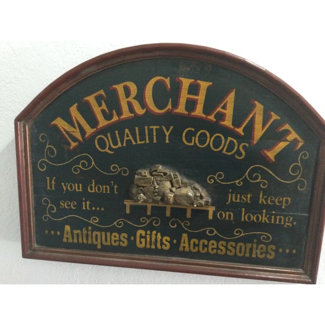 Vintage Wooden Merchant Advertising Sign For Sale - Image 4 of 4