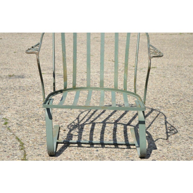 Vintage Woodard Wrought Iron Green Garden Patio Bouncer Lounge Club Arm