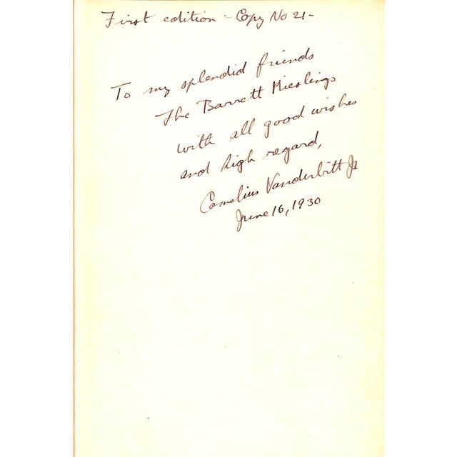 Traditional "Park Avenue" 1930 Vanderbilt, Cornelius Jr. (Inscribed) For Sale - Image 3 of 5